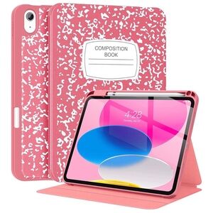 GUC Pink and White composition notebook ipad case with pencil holder